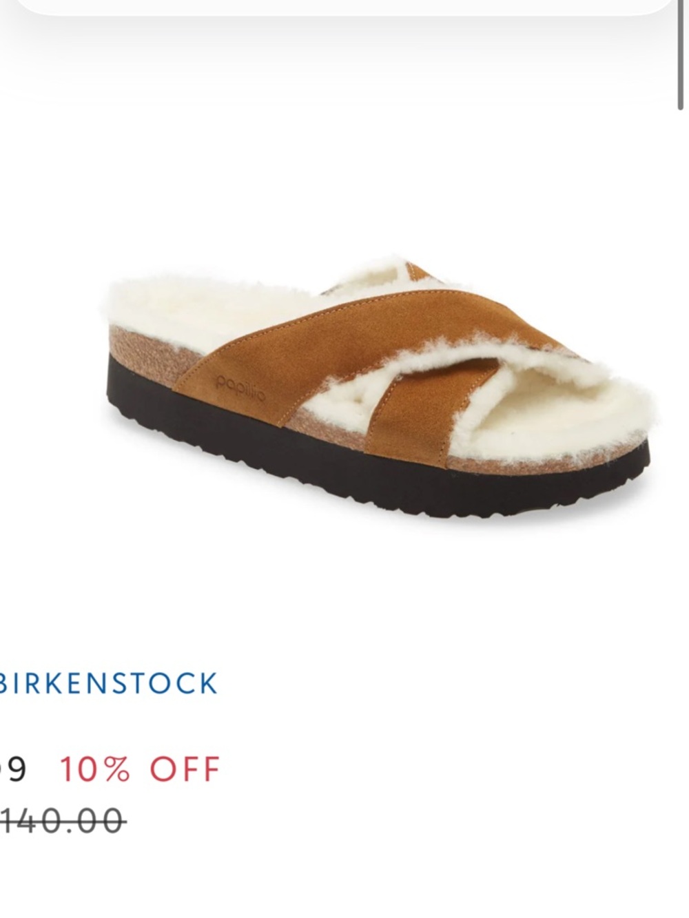 Birkenstock Women’s Shearling Crisscross Slide - Chestnut Suede